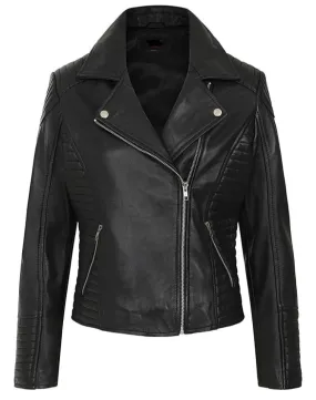 Women's Black Genuine Leather Quilted Jacket