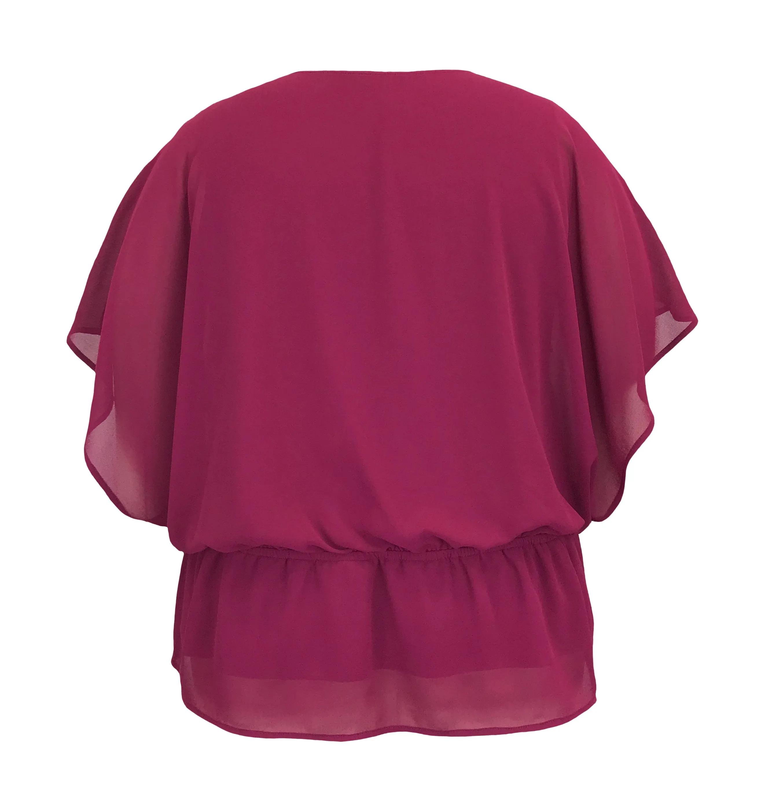 Women's Studded Elastic Waist Chiffon Poncho
