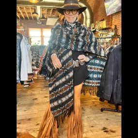 Wrap Poncho - Black/Rust - SHCC1