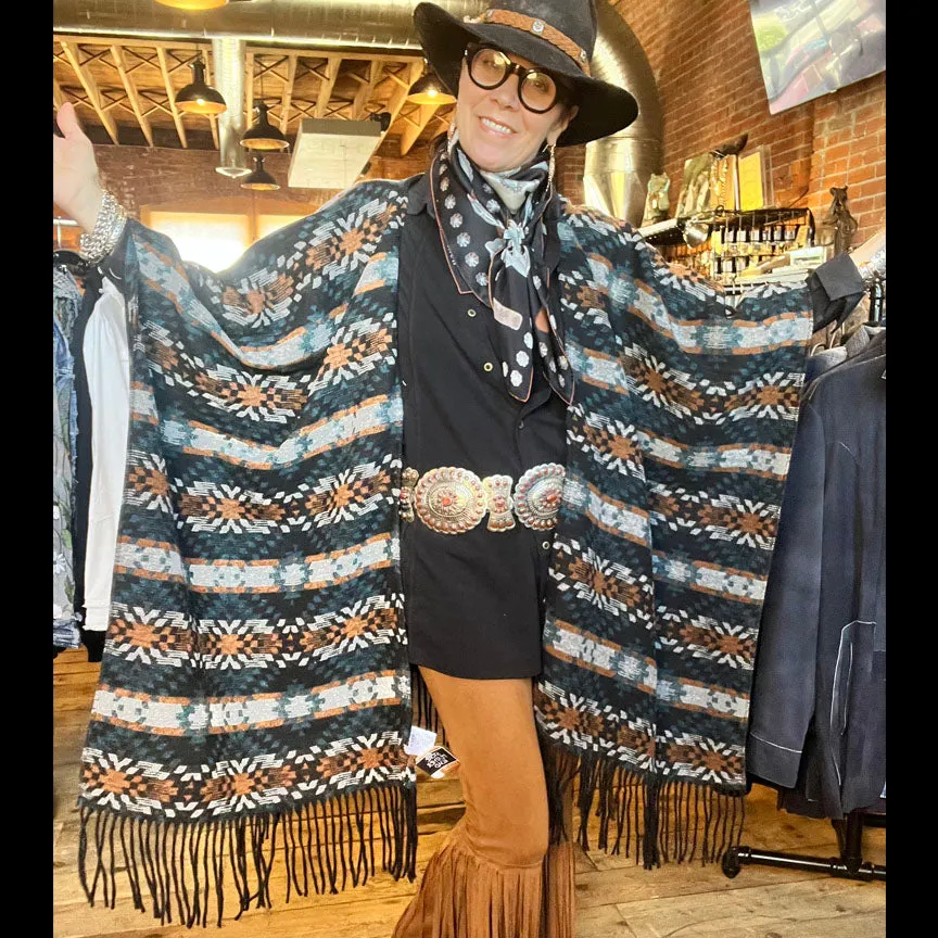 Wrap Poncho - Black/Rust - SHCC1