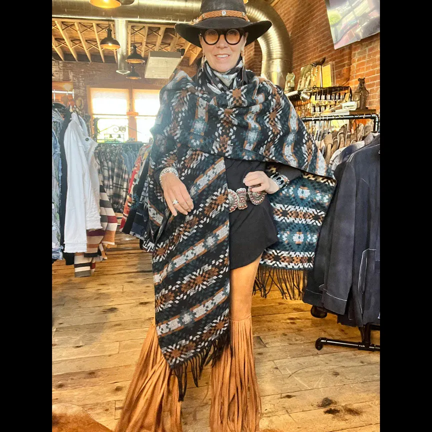 Wrap Poncho - Black/Rust - SHCC1