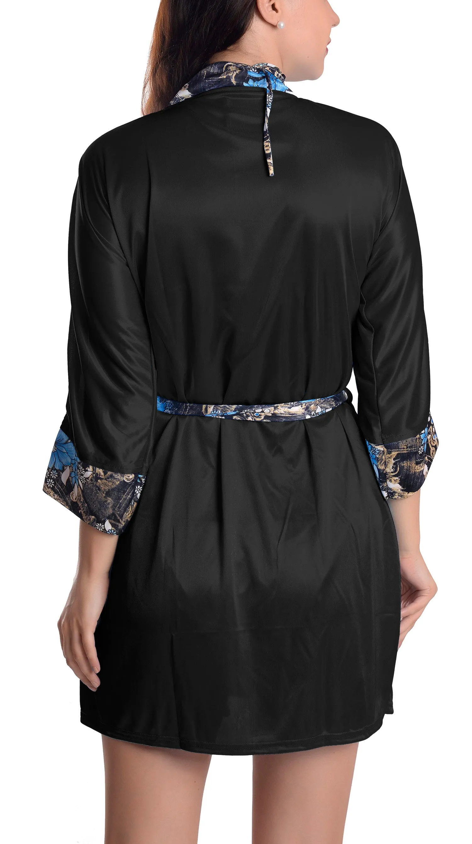 Xs and Os Women's Satin Nightwear Belted Robe