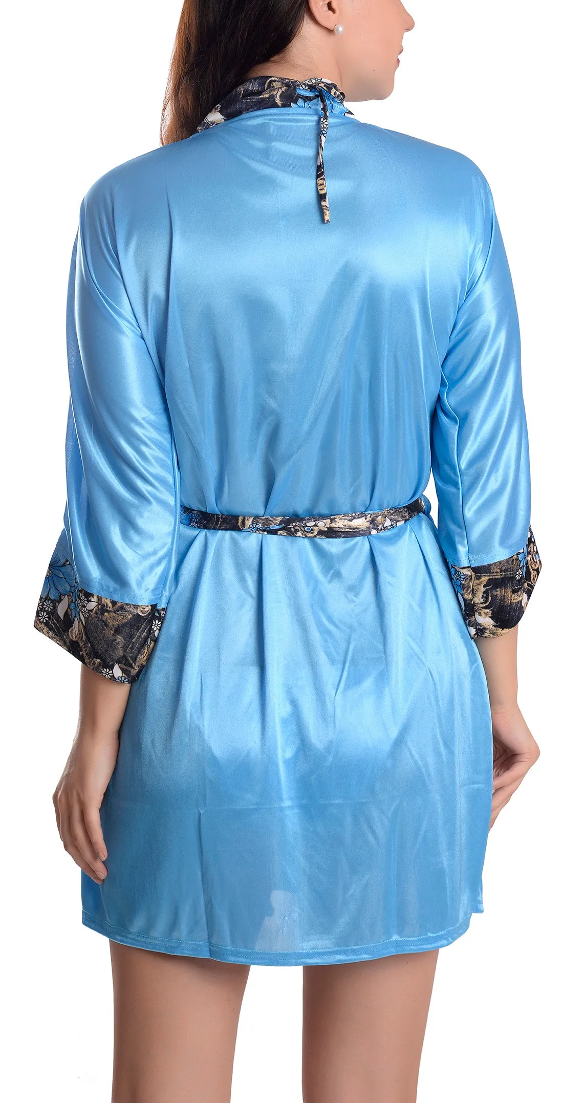 Xs and Os Women's Satin Nightwear Belted Robe